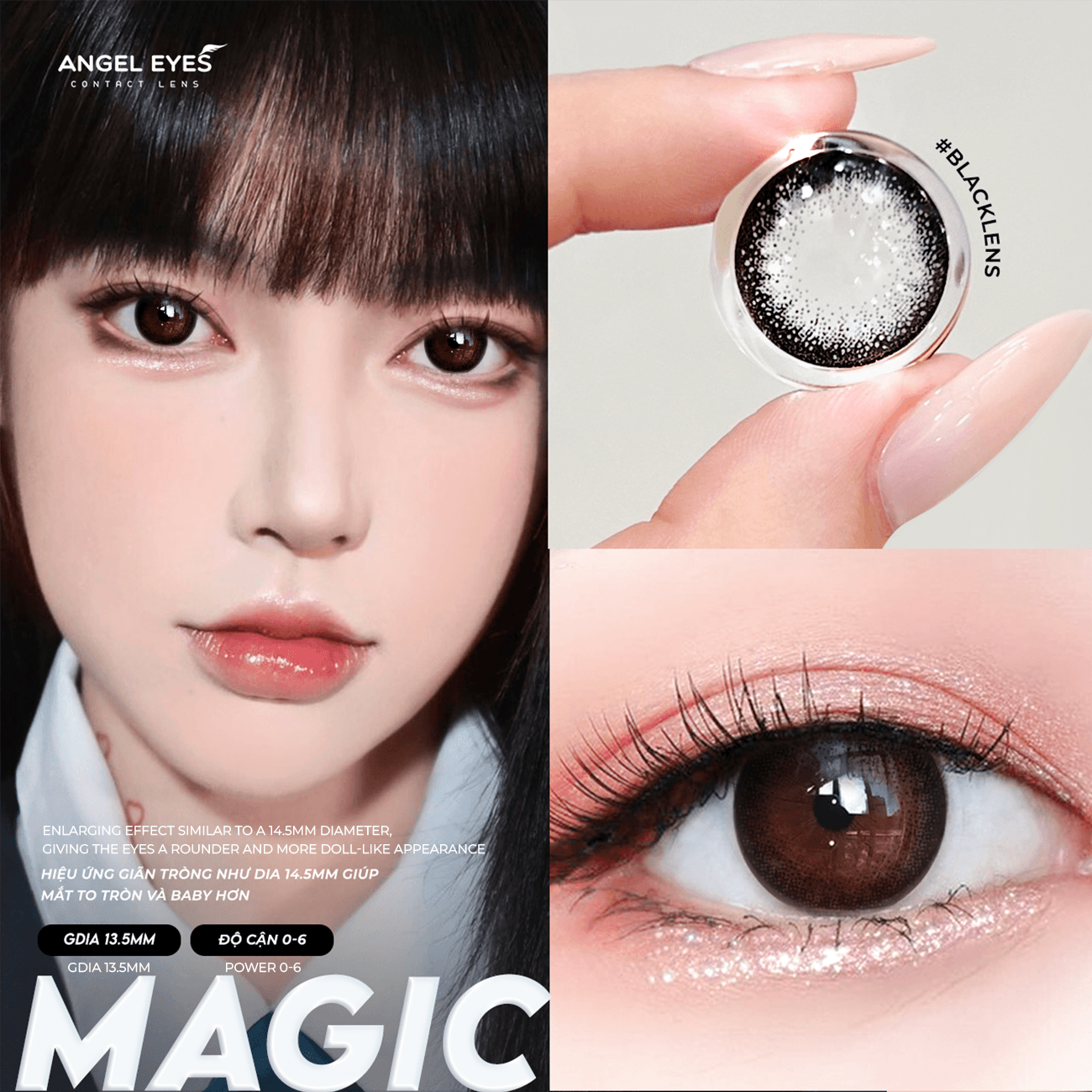 Kính áp tròng màu Magic Black - 8