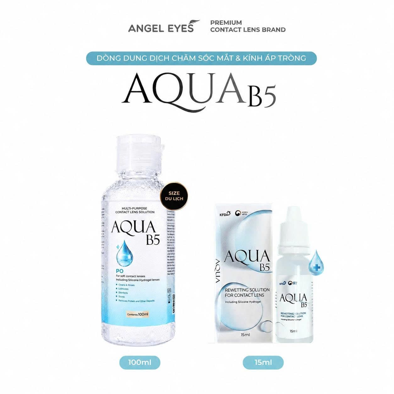 Combo Nước Ngâm Lens 100ml + Nhỏ Mắt Lens Aqua B5 - 15ml - 1