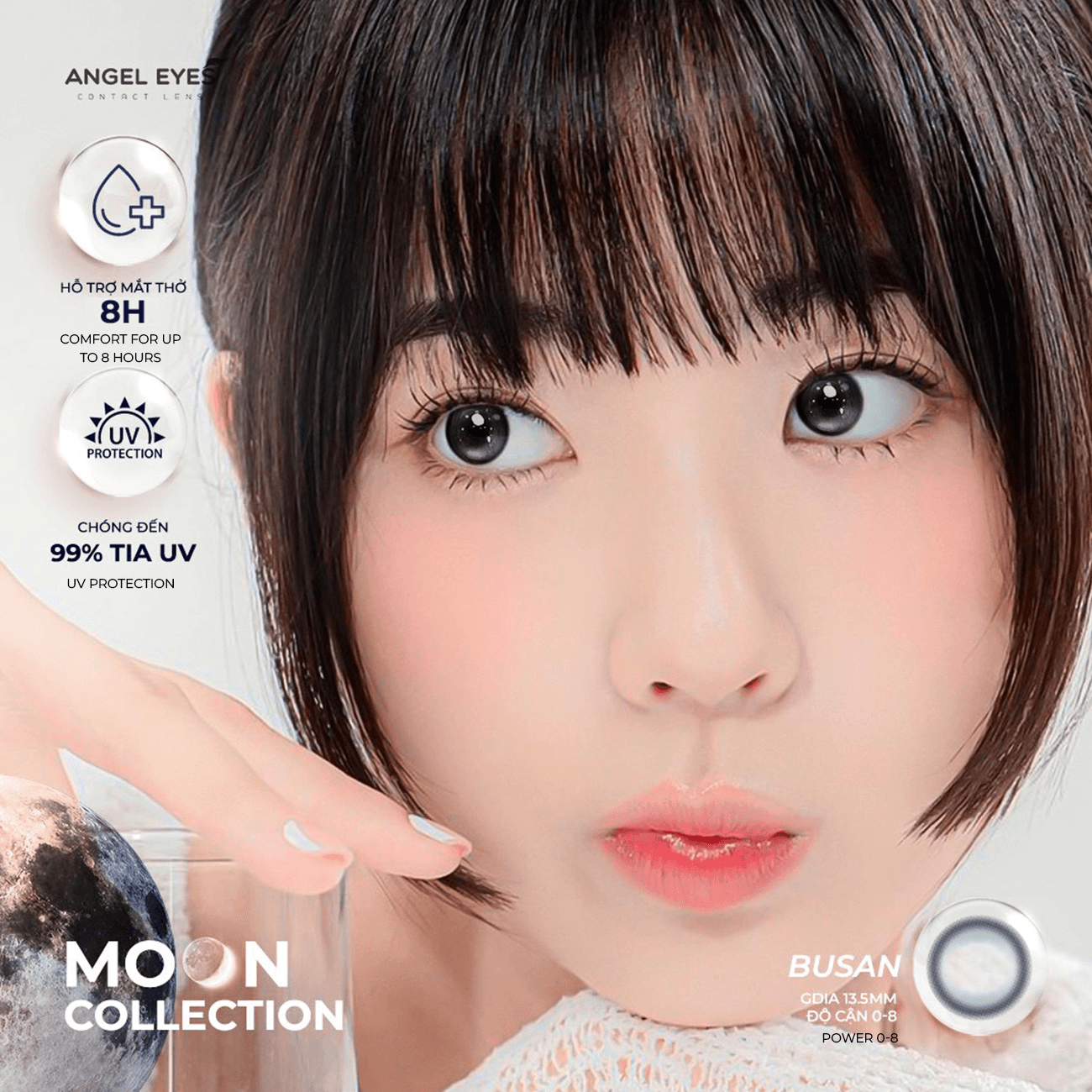 Lens xám có độ cận Angel Eyes BUSAN hiệu ứng loang màu như mắt ướt lens filter đang thịnh hành trên TikTok - 6