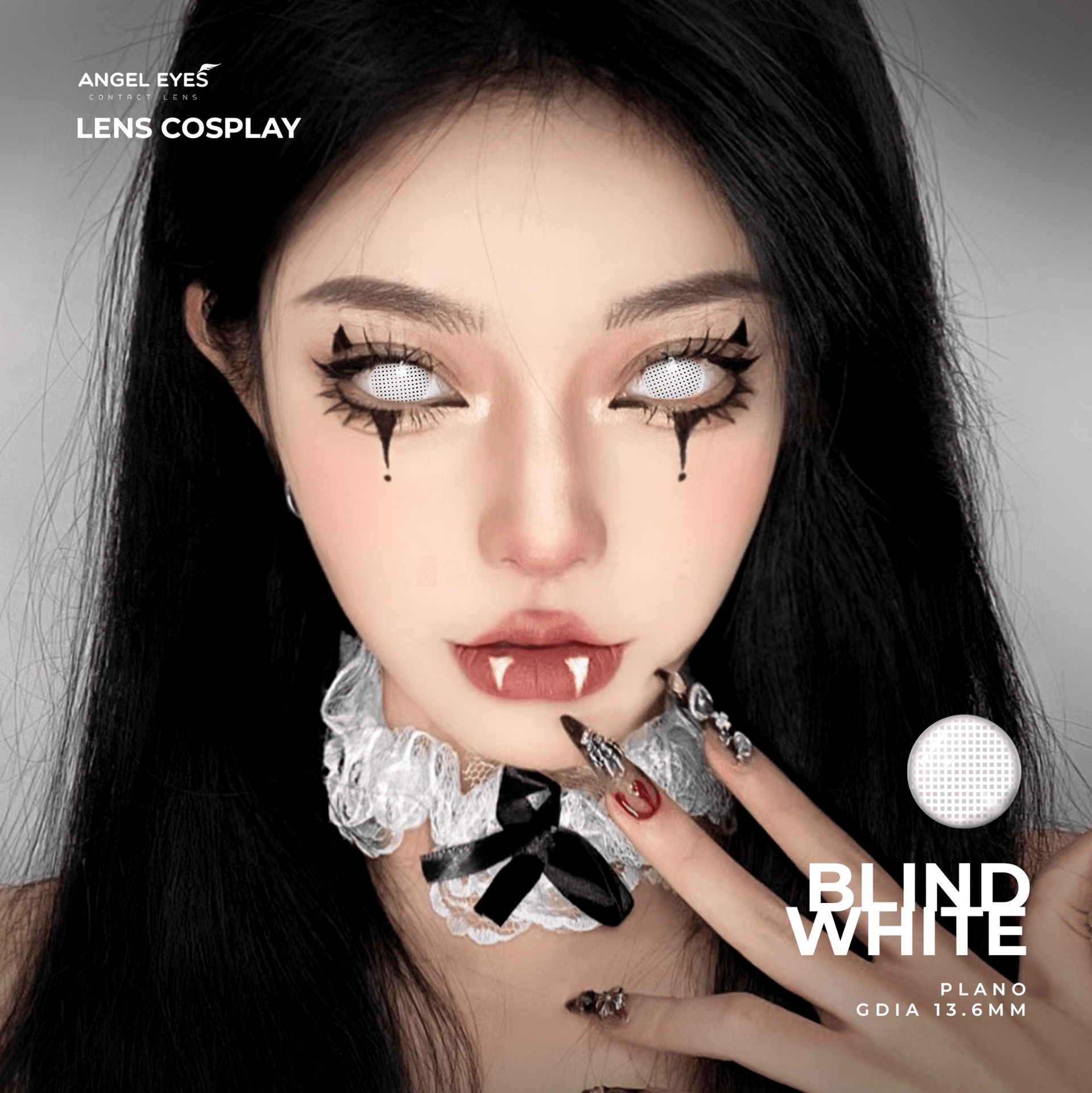 Kính áp tròng Cosplay Blind White - 3