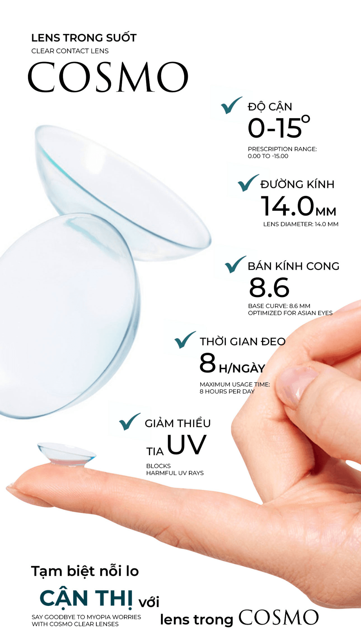 LENS TRONG SUỐT CẬN COSMO CAO CẤP CỦA HÀN QUỐC CÓ ĐỘ TỪ 0 - 15 ĐỘ - 8
