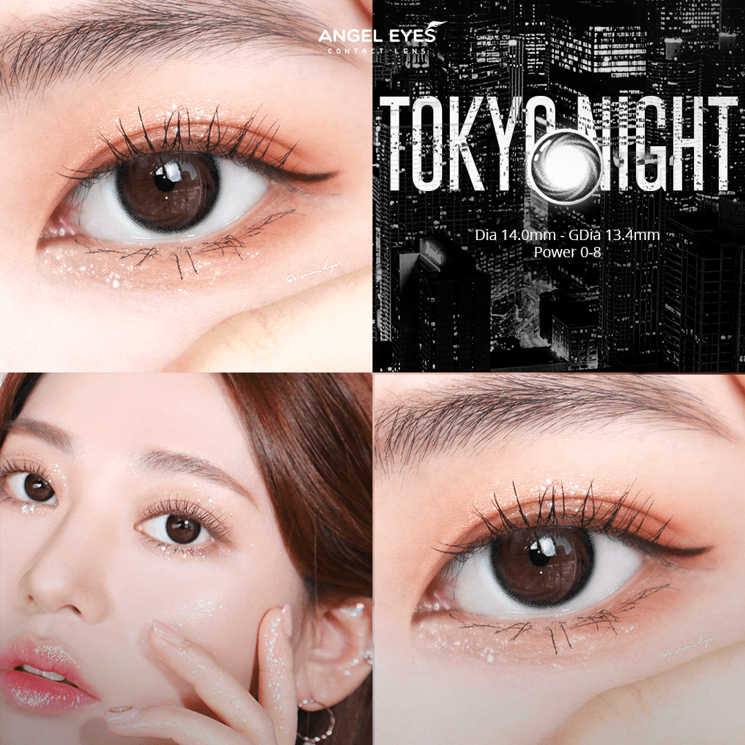 Lens đen áp tròng có độ cận Tokyo Night nhãn hiệu Angel Eyes ( Độ cận 0-8 độ ) - Dia 14.0mm - 2