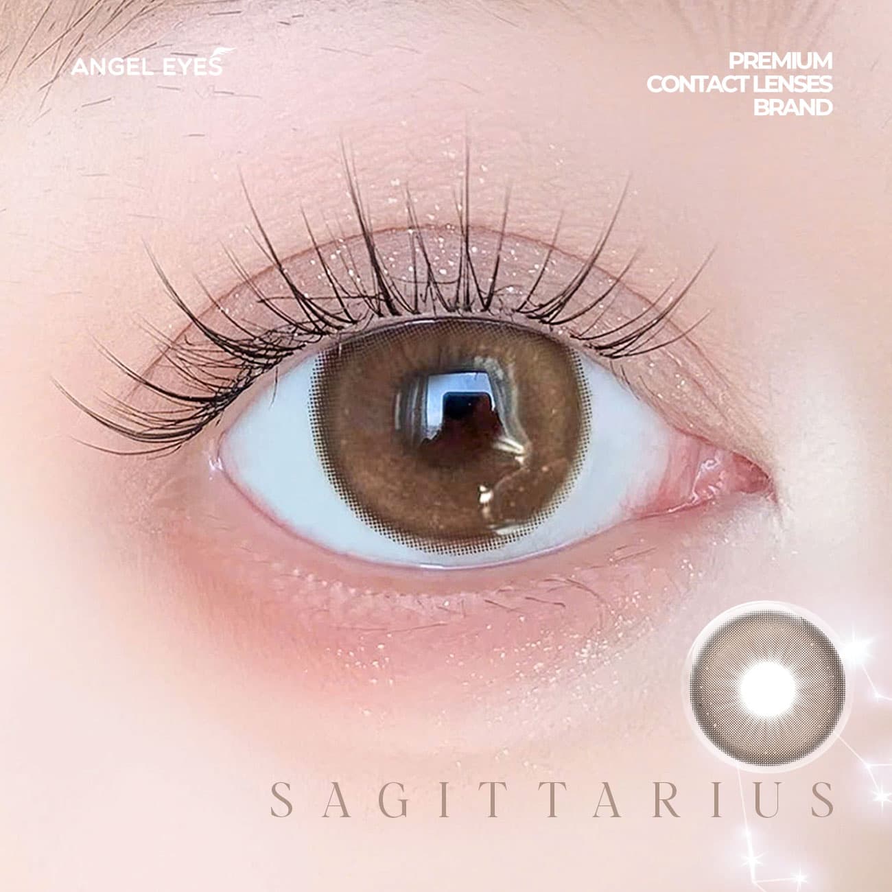 Lens 1 ngày màu có độ cận nâu giãn tròng tự nhiên SAGITTARIUS siêu ẩm nhãn hiệu Angel Eyes Hàn Quốc - Đường kính 14.5mm - Độ cận 0-10 - 5