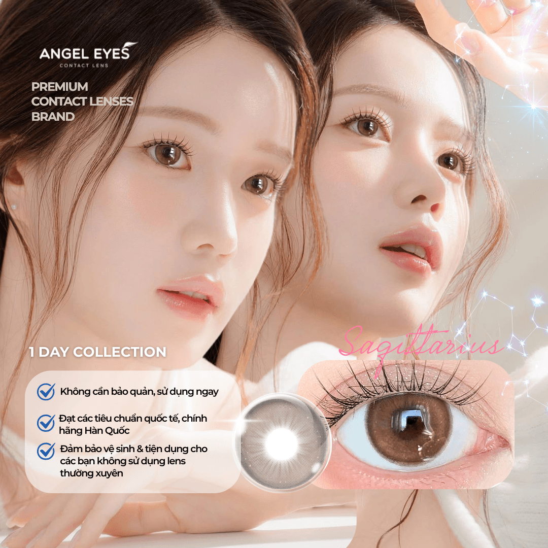 Lens 1 ngày màu có độ cận nâu giãn tròng tự nhiên SAGITTARIUS siêu ẩm nhãn hiệu Angel Eyes Hàn Quốc - Đường kính 14.5mm - Độ cận 0-10 - 4