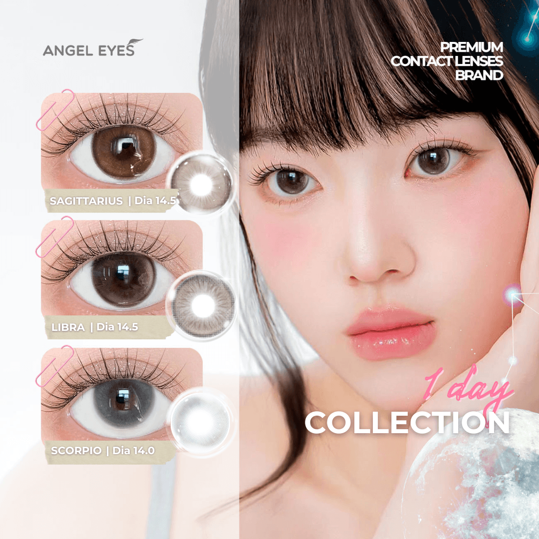 Lens 1 ngày màu có độ cận nâu giãn tròng tự nhiên SAGITTARIUS siêu ẩm nhãn hiệu Angel Eyes Hàn Quốc - Đường kính 14.5mm - Độ cận 0-10 - 10