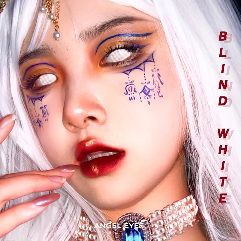 Kính áp tròng Cosplay Blind White - 4