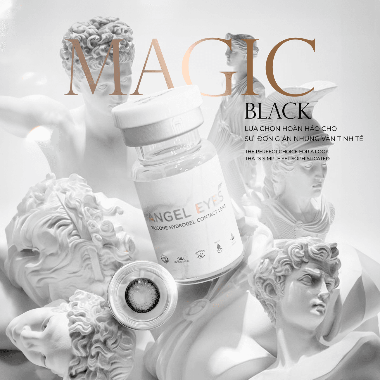 Kính áp tròng màu Magic Black - 7