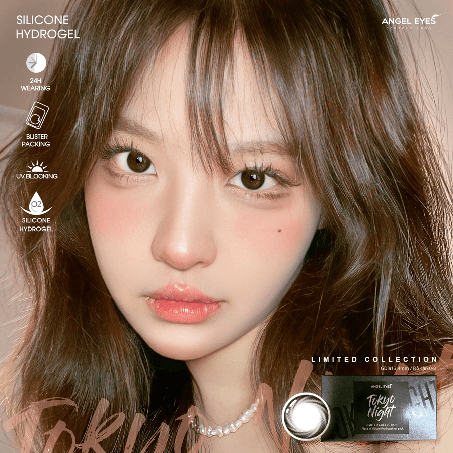 Lens đen áp tròng có độ cận Tokyo Night nhãn hiệu Angel Eyes ( Độ cận 0-8 độ ) - Dia 14.0mm - 4