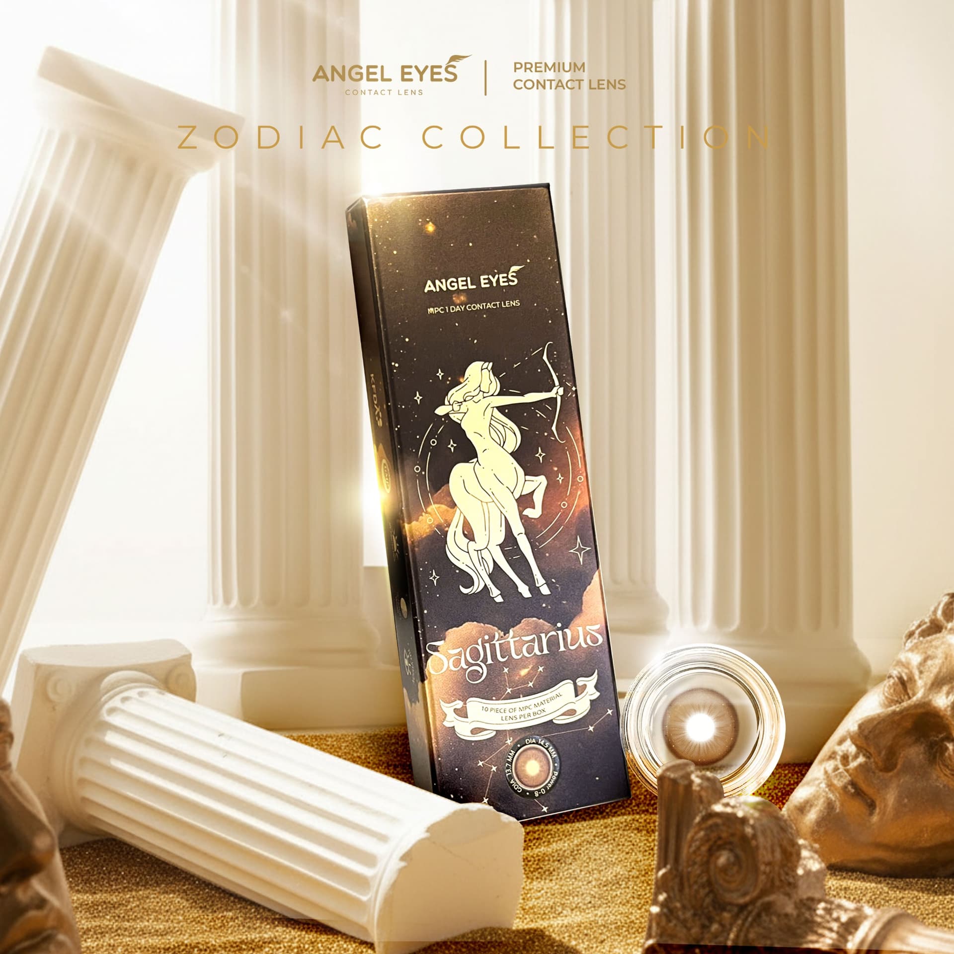 Lens 1 ngày màu có độ cận nâu giãn tròng tự nhiên SAGITTARIUS siêu ẩm nhãn hiệu Angel Eyes Hàn Quốc - Đường kính 14.5mm - Độ cận 0-10 - 6