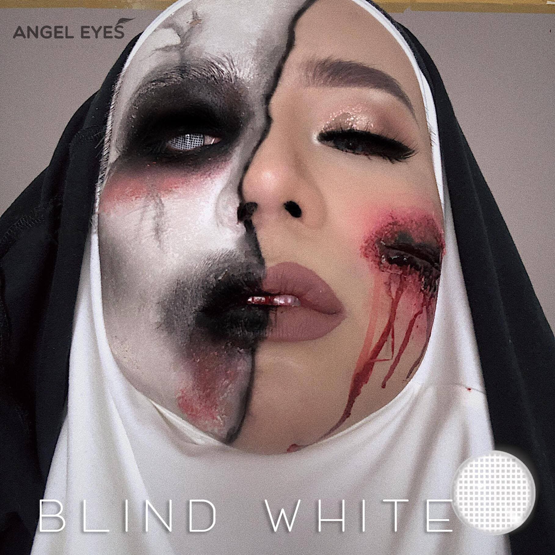 Kính áp tròng Cosplay Blind White - 5