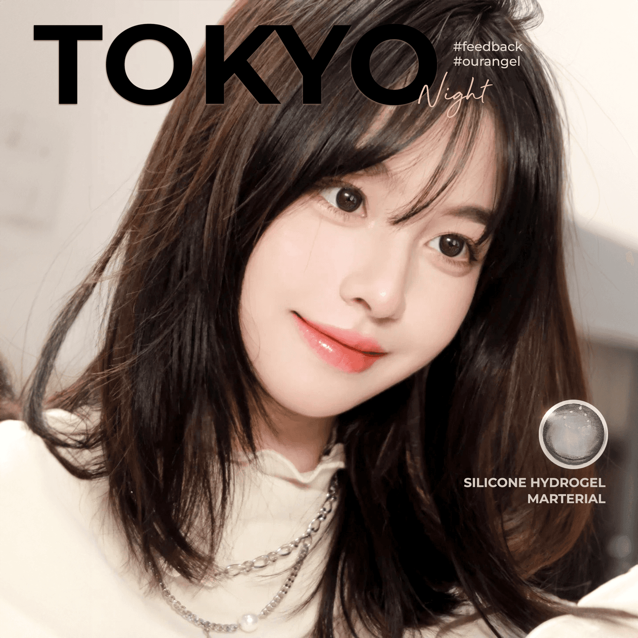 Lens đen áp tròng có độ cận Tokyo Night nhãn hiệu Angel Eyes ( Độ cận 0-8 độ ) - Dia 14.0mm - 8