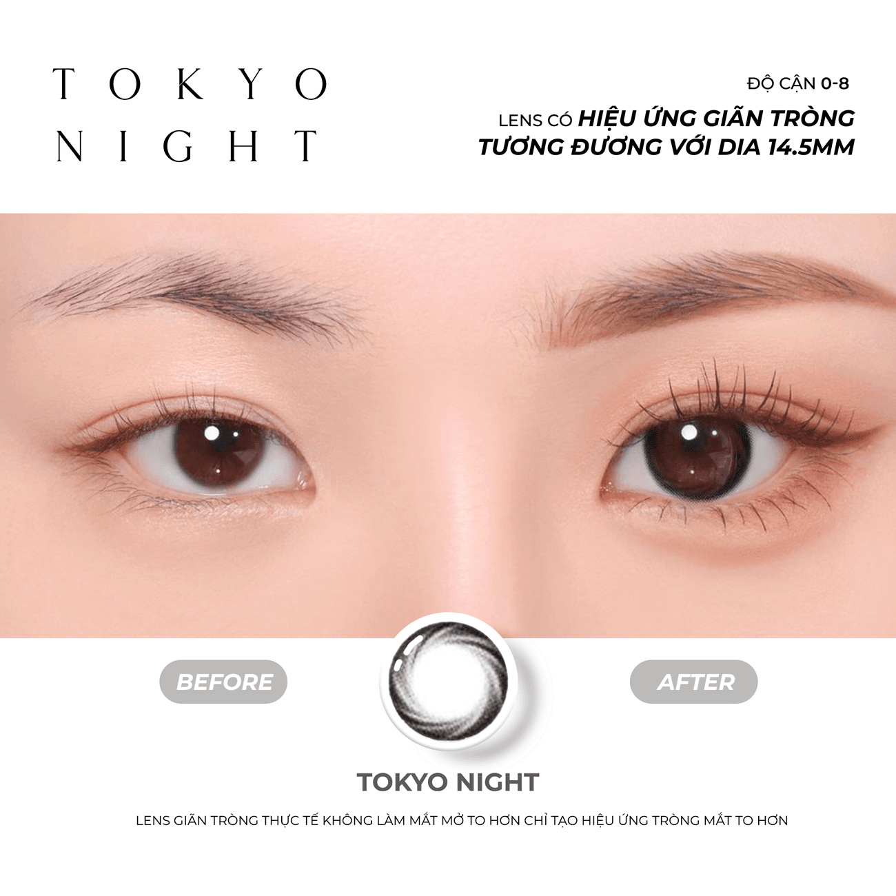 Lens đen áp tròng có độ cận Tokyo Night nhãn hiệu Angel Eyes ( Độ cận 0-8 độ ) - Dia 14.0mm - 6
