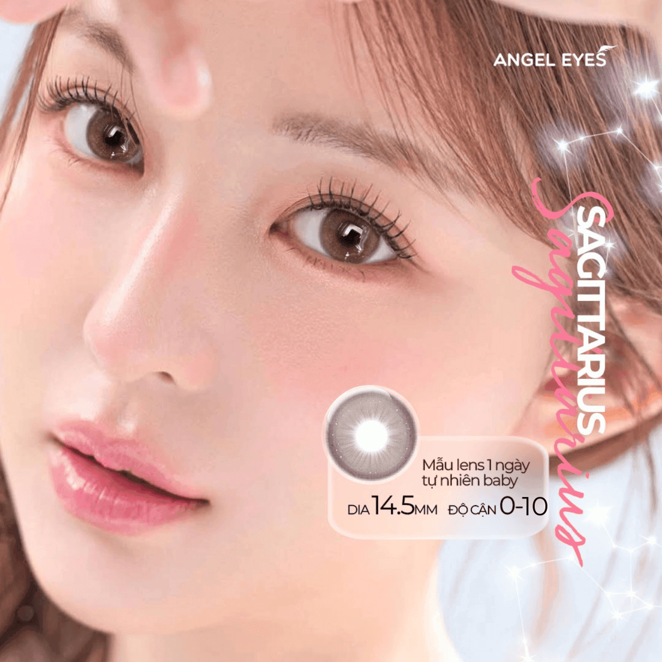 Lens 1 ngày màu có độ cận nâu giãn tròng tự nhiên SAGITTARIUS siêu ẩm nhãn hiệu Angel Eyes Hàn Quốc - Đường kính 14.5mm - Độ cận 0-10 - 3