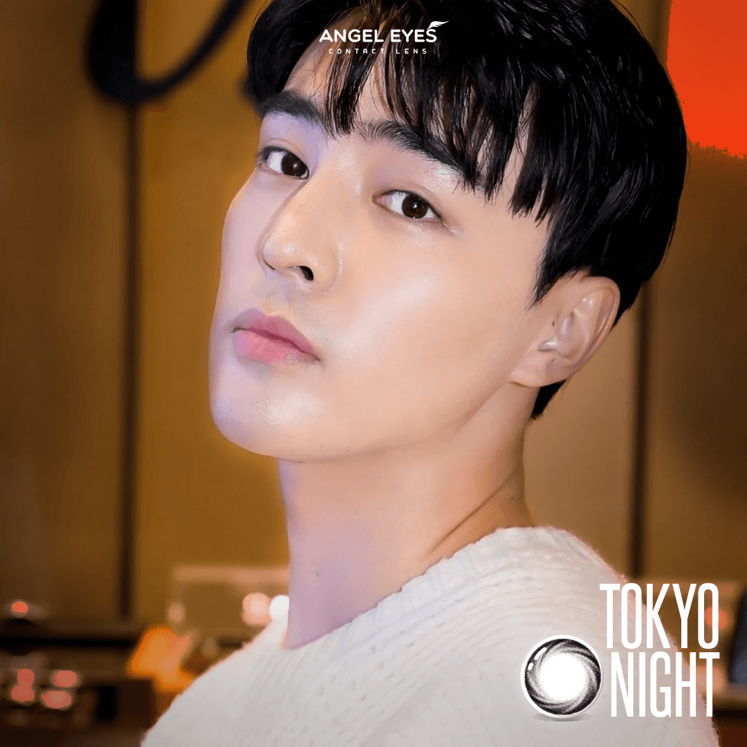 Lens đen áp tròng có độ cận Tokyo Night nhãn hiệu Angel Eyes ( Độ cận 0-8 độ ) - Dia 14.0mm - 5